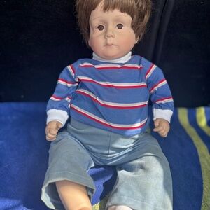 Vintage Johannes Zook Secrist 1987 Artist Signed Baby Boy Doll Brown Hair Rare